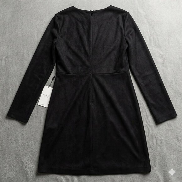 NWT Zara Trafaluc Black Long Sleeve Faux Suede Mini Dress - Size L - Picture 5 of 5